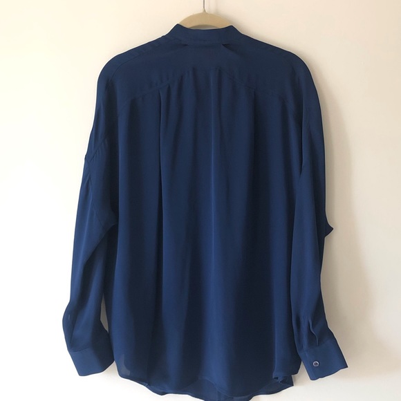 Vince Pop-Over Navy Silk Dolman Sleeve Tunic M - Picture 6 of 8
